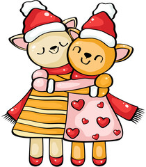 hug christmas cartoon