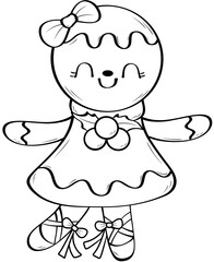 line ginger bread cartoon 