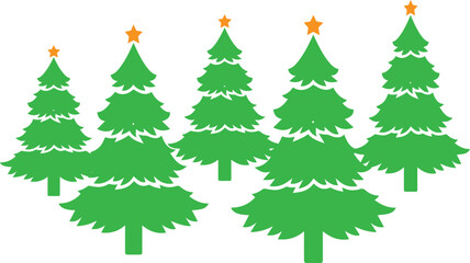 set of christmas trees