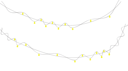 Delicate white string lights garland festive decoration isolated on transparent background
