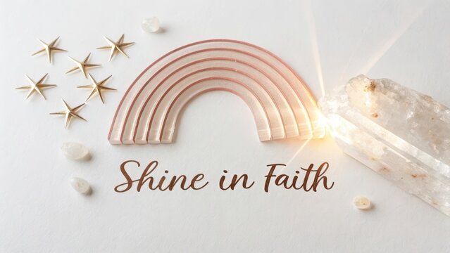 A luminous crystal arc with a shining inspirational quote