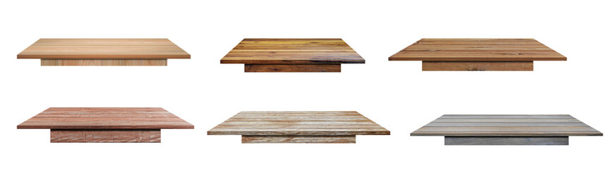 Empty wood table set on transparent background For product placement