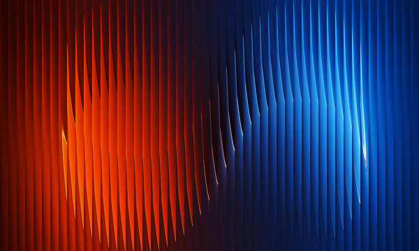 Abstract red and blue vertical light streaks forming a butterfly shape - Powered by Adobe