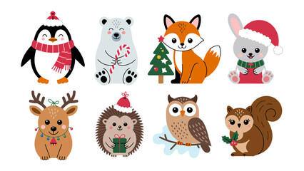 Holiday Animal Collection: Charming collection of festive animals ready to spread holiday cheer. Perfect for greeting cards, invitations, or digital designs.
