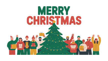 Holiday Cheers: A cheerful gathering celebrates Christmas with a decorated tree and gift-giving, radiating the warmth and joy of the festive season.