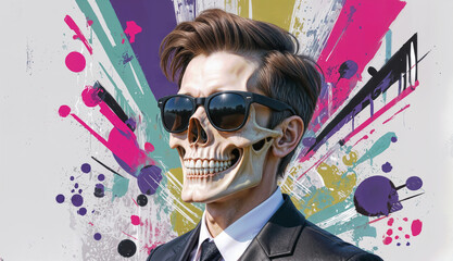 Skull Man wearing sunglasses