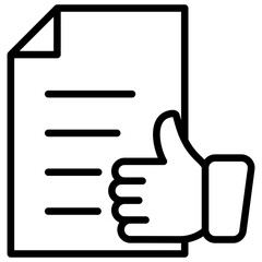 Document Like Outline Icon Design Vector - document with a thumbs-up symbol indicating positive review, recommendation, or approval