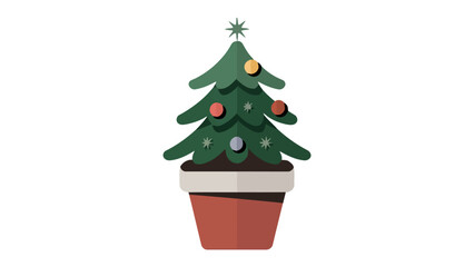 Festive Decoration: a stylized Christmas tree in a charming pot, a cheerful emblem of holiday tradition. This design conveys the simple joy of decoration, ideal for seasonal greetings.