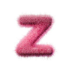 Fototapeta premium Pink fur Font Letter Z 3D