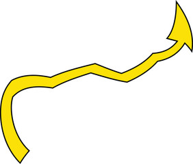 Straight yellow 3D arrow pointing right—ideal for navigation, forward movement, “Next” buttons, or sequential steps in scalable vector format.