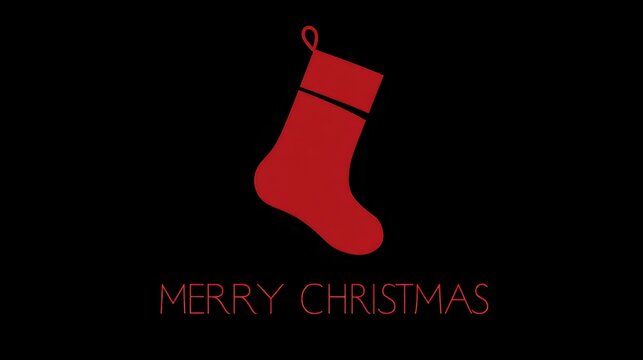 Christmas stocking graphic with Merry Christmas text on a black background