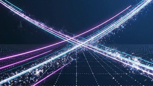 Abstract Glowing Neon Lights Streaming Across Screen, Loopable 4K Motion Graphics Background
