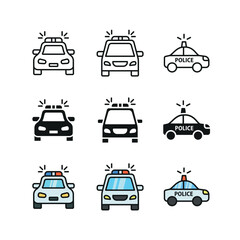 Police car emergency set icon in line glyph and color outline vector collection © Anna Ulifah