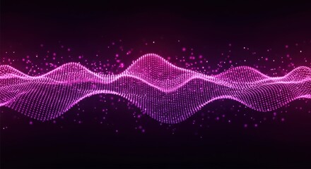 Captivating digital wave of glowing pink particles pulsates with energy, creating a dynamic, futuristic, and ethereal abstract background for technology and science concepts