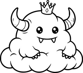 vector illustration of cartoon cloud monster