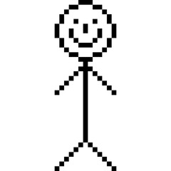 Stickman icon, pixel art stickman, Stickman character, pixel figure character 
