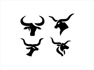 Bull head vector minimalist illustration features two abstract black animal designs on a crisp white background