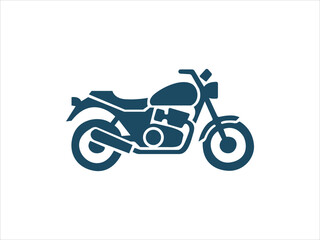 Dark blue motorcycle icon on white background for design projects