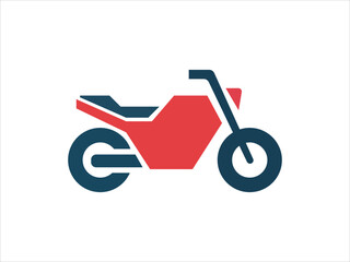 Modern motorcycle icon in red and blue colors for design