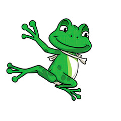 Naklejka premium Green Cartoon Frog Mascot Waving Hello With A Smile On A Transparent Background, Playful Character Design With Cute Eyes And Spots
