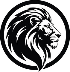 Obraz premium Lion head logo design black and white animal king mascot vector art eps silhouette