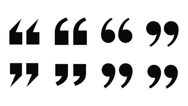 Diverse quotation mark silhouettes isolated on white background, Vector