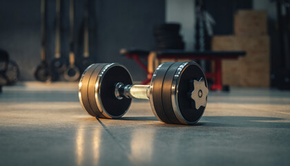 Close-up of a Dumbbell in a Gym Setting Strength and Fitness Concept