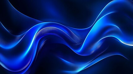 Fototapeta premium Abstract flowing blue light waves creating a dynamic and ethereal energy pattern against a dark background