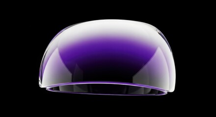 Sleek, modern abstract glass dome with luminous purple gradient against a deep black background, evoking sophistication and futuristic design.