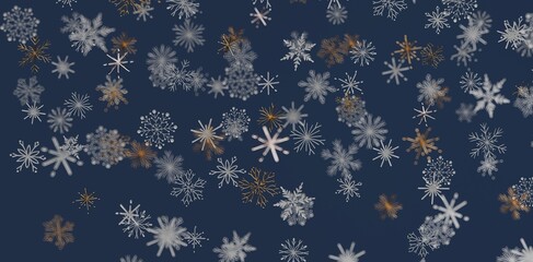 Artistic winter background featuring a pattern of snowflakes in various colors. Perfect for holiday design, seasonal cards, and Chris