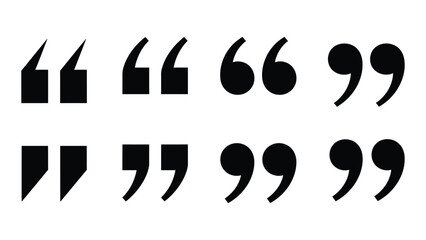 Fototapeta premium Various quotation mark silhouettes isolated on white background, Vector