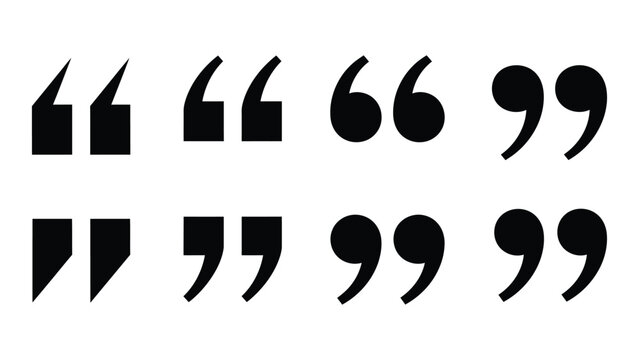 Various quotation mark silhouettes isolated on white background, Vector
