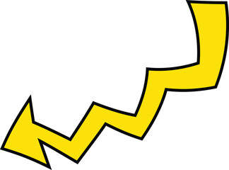 Thick, curved yellow 3D arrow pointing upward and slightly right—ideal for growth, upward trends, uploading, finance charts, or success indicators in scalable vector format.