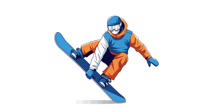 Dynamic Snowboarder Illustration Capturing Winter Sports Action and Adventure, Ideal for Sports Marketing, Apparel Design, or Winter Event Promotion