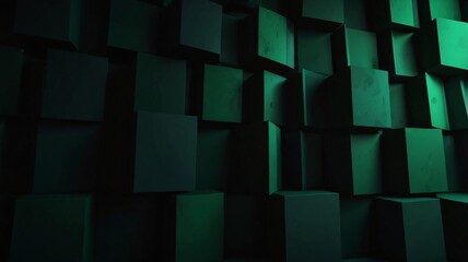 Moody Abstract Green and Black Geometric Pattern Digital Art V2