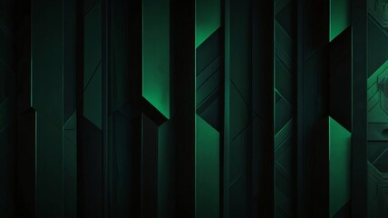 Moody Abstract Green and Black Geometric Pattern Digital Art V1