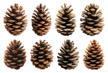 PNG Eight pine cones natural arrangement, transparent background