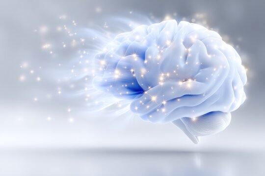 Illumination of the Mind: An artistic depiction of a human brain, radiating with energy, symbolizing the power of thought, innovation, and intellectual capacity.