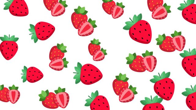 Fruits pattern transparent design seamless adorable cartoon strawberry repeat with a clean transparent background.
