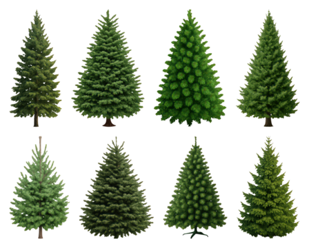 PNG Various evergreen trees collection, transparent background