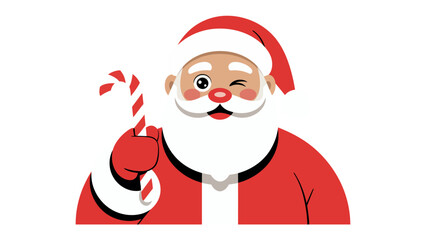 Santa's Sweet Wink: An illustration of a jolly Santa Claus, complete with a twinkling eye and a candy cane, is a charming reminder of festive cheer and holiday tradition.