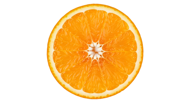 Vibrant orange half citrus fruit cross section isolated fresh