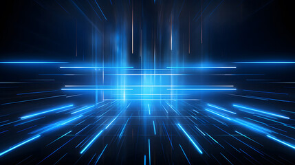 Fototapeta premium Glowing blue tech grid on a dark background, giving a high-tech digital interface feel.