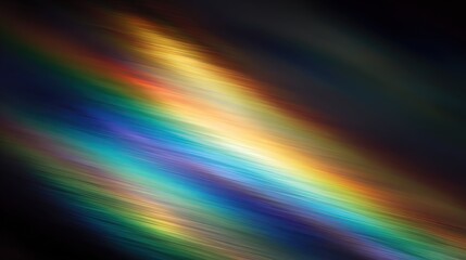 Obraz premium Diagonal band of iridescent spectral colors streaks across a dark background