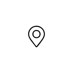 Single black outline icon of a map location pin marker on a white background map marker navigation