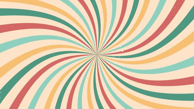 Retro vintage sunburst background radial stripes swirling pattern distressed texture groovy design