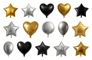 PNG Festive metallic balloons collection, transparent background