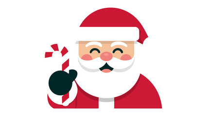 Santa's Sweet Cheer: An animated image of jolly Santa Claus, offering a cheerful smile while holding a candy cane, embodying holiday warmth.