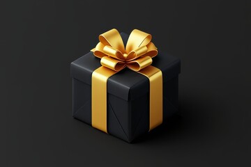 Elegant Black Gift Box with Golden Bow - Luxury and Celebration