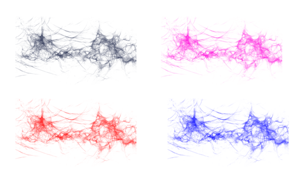 Abstract vibrant tangled network of lines, digital art concept